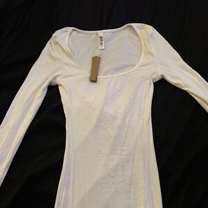 White soft lounge skims dress